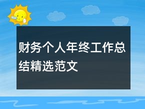 財(cái)務(wù)個(gè)人年終工作總結(jié)精選范文