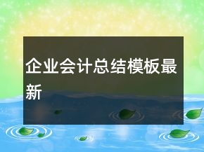 企業(yè)會(huì)計(jì)總結(jié)模板最新