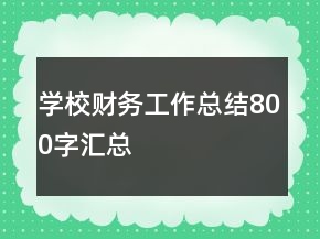 學(xué)校財(cái)務(wù)工作總結(jié)800字匯總