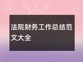 法院財務工作總結范文大全
