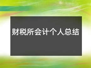 財稅所會計個人總結(jié)