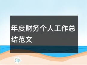 年度財(cái)務(wù)個(gè)人工作總結(jié)范文