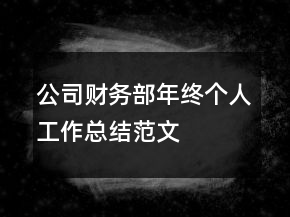 公司財(cái)務(wù)部年終個(gè)人工作總結(jié)范文