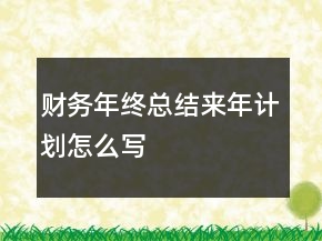 財務年終總結來年計劃怎么寫