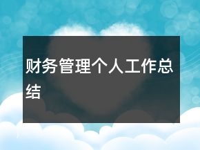 財務(wù)管理個人工作總結(jié)