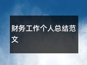 財務(wù)工作個人總結(jié)范文