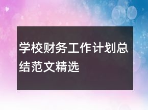 學校財務工作計劃總結范文精選