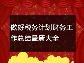 做好稅務(wù)計劃財務(wù)工作總結(jié)最新大全