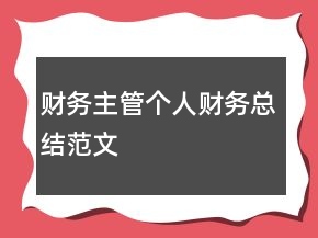 財務主管個人財務總結范文
