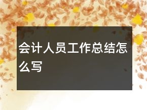 會計人員工作總結怎么寫
