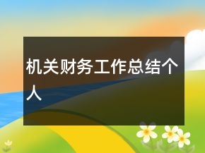 機(jī)關(guān)財(cái)務(wù)工作總結(jié)個(gè)人