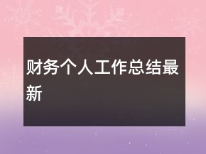 財(cái)務(wù)個人工作總結(jié)最新