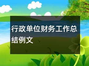 行政單位財務工作總結例文
