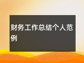 財(cái)務(wù)工作總結(jié)個(gè)人范例