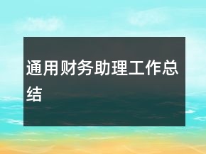通用財(cái)務(wù)助理工作總結(jié)