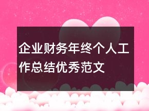 企業(yè)財(cái)務(wù)年終個(gè)人工作總結(jié)優(yōu)秀范文