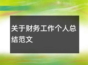 關(guān)于財務工作個人總結(jié)范文