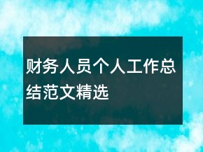財務(wù)人員個人工作總結(jié)范文精選