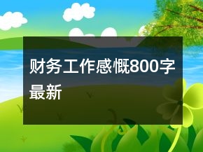 財(cái)務(wù)工作感慨800字最新