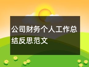 公司財(cái)務(wù)個(gè)人工作總結(jié)反思范文