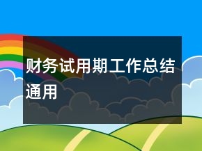 財務(wù)試用期工作總結(jié)通用
