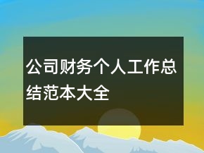公司財(cái)務(wù)個(gè)人工作總結(jié)范本大全