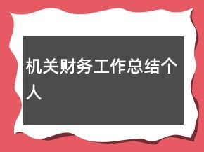 機關(guān)財務(wù)工作總結(jié)個人