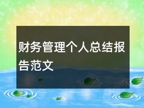財(cái)務(wù)管理個(gè)人總結(jié)報(bào)告范文