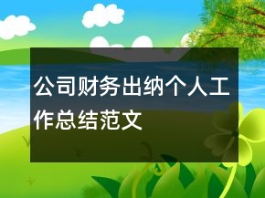 公司財(cái)務(wù)出納個人工作總結(jié)范文