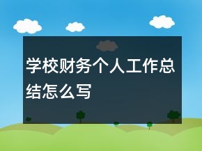 學(xué)校財務(wù)個人工作總結(jié)怎么寫