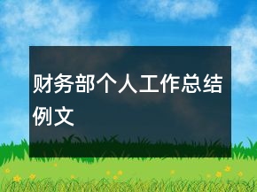 財(cái)務(wù)部個(gè)人工作總結(jié)例文