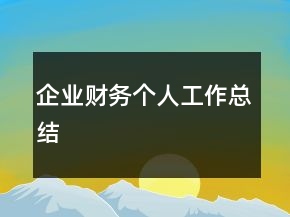 企業(yè)財(cái)務(wù)個(gè)人工作總結(jié)