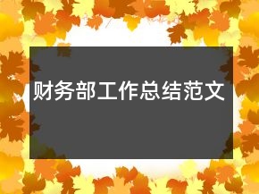 財(cái)務(wù)部工作總結(jié)范文
