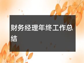 財務(wù)經(jīng)理年終工作總結(jié)