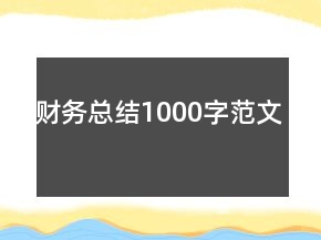 財(cái)務(wù)總結(jié)1000字范文