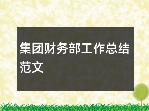 集團財務(wù)部工作總結(jié)范文