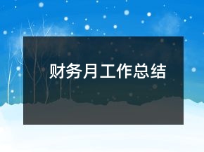 財(cái)務(wù)月工作總結(jié)