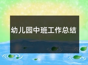 幼兒園中班工作總結(jié)