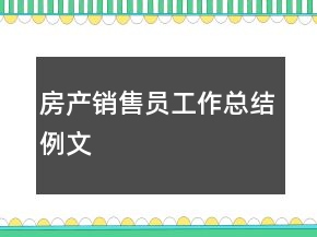 房產(chǎn)銷售員工作總結(jié)例文