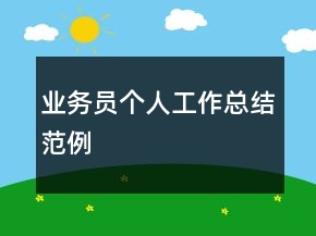 業(yè)務(wù)員個(gè)人工作總結(jié)范例