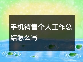 手機銷售個人工作總結怎么寫
