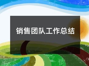 銷售團(tuán)隊(duì)工作總結(jié)