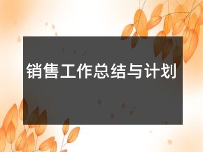 銷售工作總結(jié)與計(jì)劃