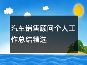 汽車銷售顧問個人工作總結精選