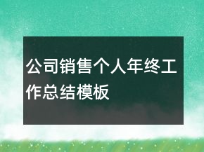 公司銷售個(gè)人年終工作總結(jié)模板