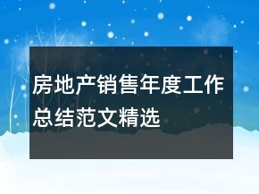 房地產(chǎn)銷售年度工作總結(jié)范文精選