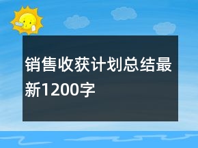 銷(xiāo)售收獲計(jì)劃總結(jié)最新1200字