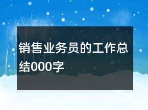 銷(xiāo)售業(yè)務(wù)員的工作總結(jié)000字