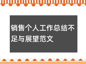 銷售個(gè)人工作總結(jié)不足與展望范文