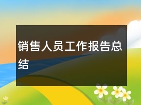 銷售人員工作報(bào)告總結(jié)